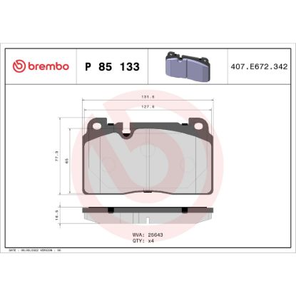 BREMBO DISC BRAKE PAD SET - P85133