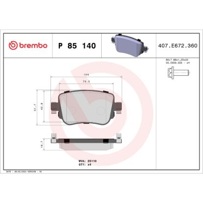 BREMBO DISC BRAKE PAD SET - P85140
