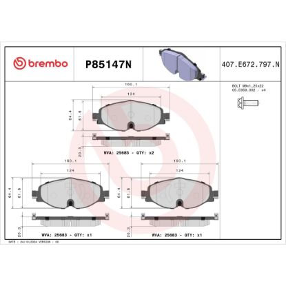 BREMBO DISC BRAKE PAD SET - P85147N