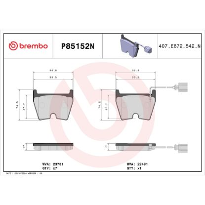 BREMBO DISC BRAKE PAD SET - P85152N