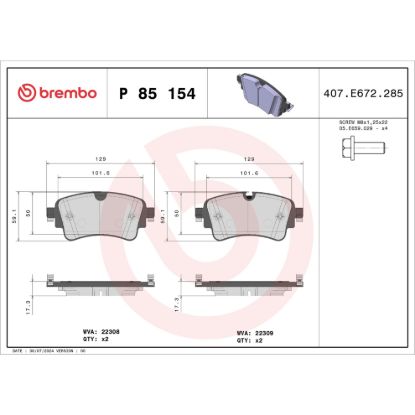 BREMBO DISC BRAKE PAD SET - P85154