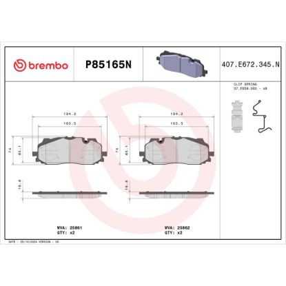 BREMBO DISC BRAKE PAD SET - P85165N