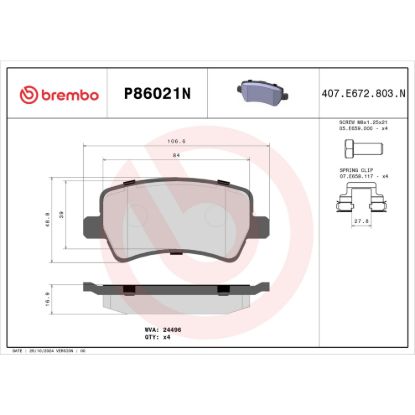 BREMBO DISC BRAKE PAD SET - P86021N