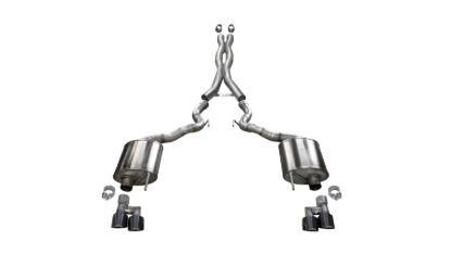 CORSA EXHST 3.0' CAT-BACK DUAL REAR EXIT WITH T - 21047BLK