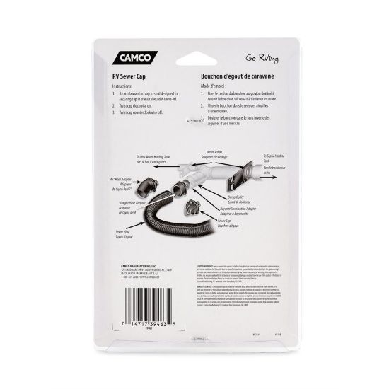 CAMCO SEWER CAP W/HOSE CONN 3' - 39463