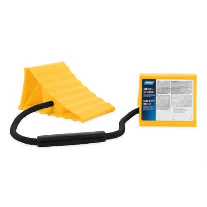 CAMCO WHEEL CHOCK  DOUBLE W/ROPE  YELLOW - 44470