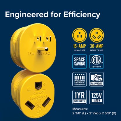 CAMCO 15M 30F ELECTRIC ADAPTER - 55223