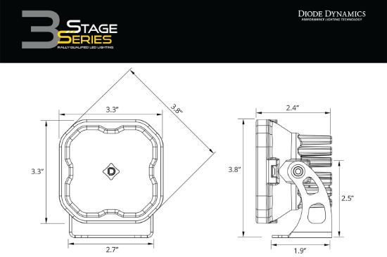 DIODE DYNAMC SS3 MAX ABL YELLOW SAE FOG STANDARD - DD6910P