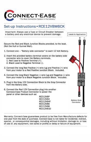 CONNECT EASE 6 GAUGE OUTBOARD MOTOR W - CE12VBM6CK