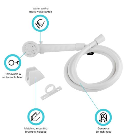 DURA FAUCET SHW HEAD & HOSEWHITE - DFSA130WT