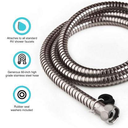 DURA FAUCET 60' SS RV SHWR HOSE SATIN NICK FIN - DFSA200SN