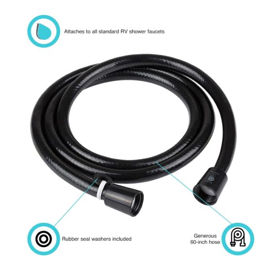 DURA FAUCET 60'VINYL SHOWER HOSE BLK - DFSA230BK