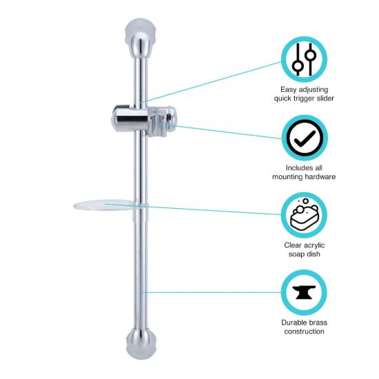 DURA FAUCET RV SHOWER SLIDE BAR - DFSA300CLC