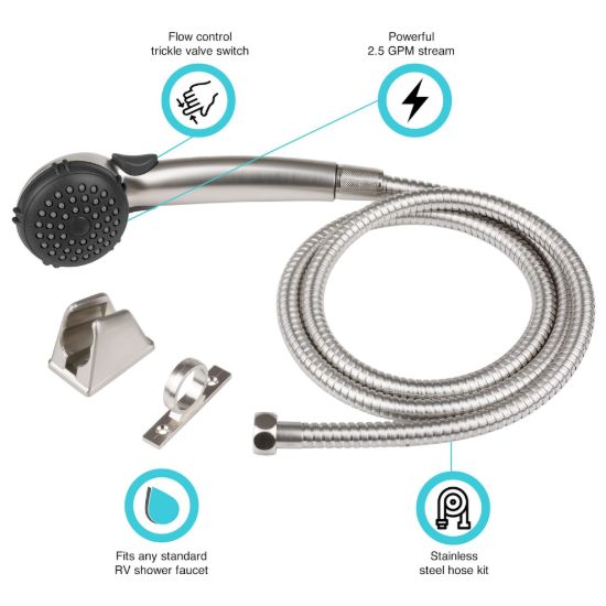 DURA FAUCET SNGL SHWR WND&HOSE NICKEL - DFSA400KSN