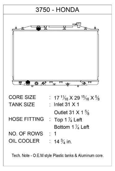 CSF RADIATOR HONDA ODYSSEY 14-15 - 3750