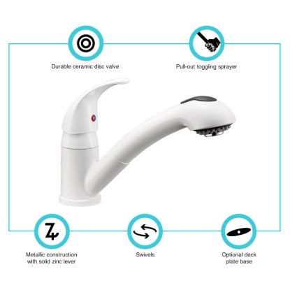 DURA FAUCET RV KITCHEN FAUCET WHITE - DFNMK852WT