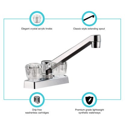 DURA FAUCET TWO HANDLE 4' KITCHEN/BAR FAUCET - DFPK640ACP