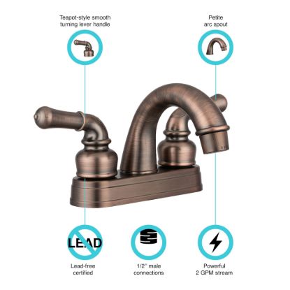 DURA FAUCET RV LAVATORYFAUCET OILBRNZ - DFPL620COR