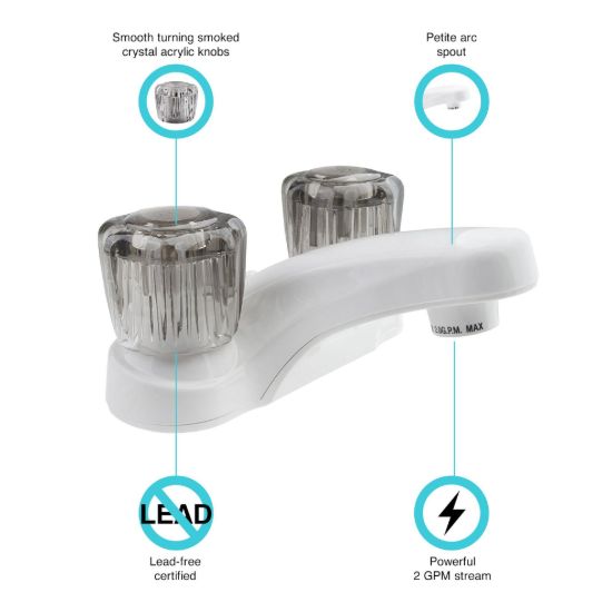 DURA FAUCET LAV  W/SMOKED  SWHITE - DFPL700SWT