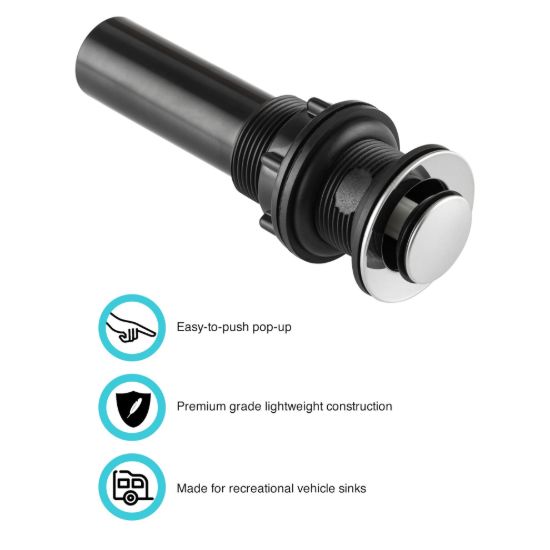 DURA FAUCET RV LAV SINK POP-UP NO OVERFLOW - DFPU202CP