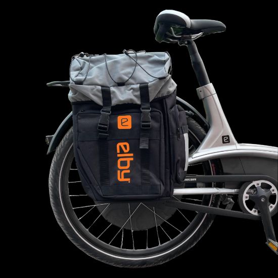 ELBY BIKES PANNIER BAG BLACK W/ORANGE LOGO - E08152