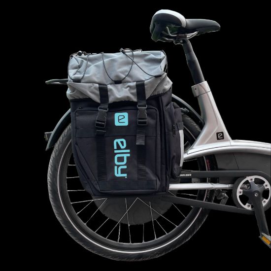 ELBY BIKES PANNIER BAG BLK W/MALIBU BLUE LOGO - E08158