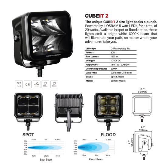 GO RHINO BLACK OUT SERIES LIGHTS - PAIR OF 3 - 0200321SCS