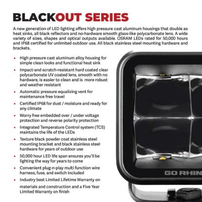 GO RHINO BLACK OUT SERIES LIGHTS - 7' ROUND - 0800711SRS