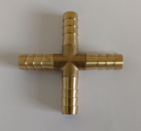 HELIX RACING BRASS BARB CROSS  4-WAY3/8'(9.5MM) - 533440