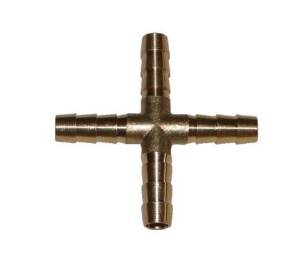 HELIX RACING BRASS BARB CROSS 4-WAY 1/4'(6.5MM) - 533460