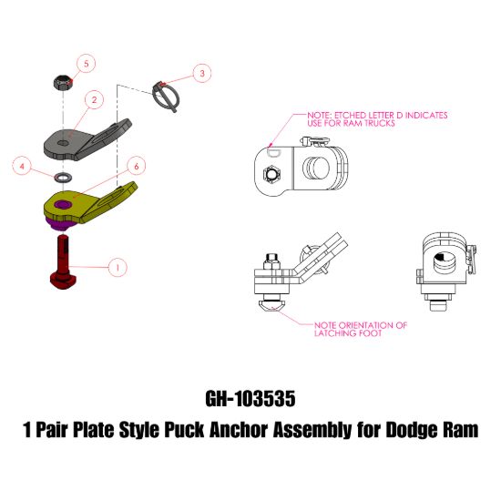 GEN-Y HITCH 1 PAIR - PLATE STYLE PUCK ANCHOR AS - GH103535
