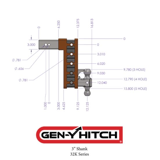 GEN-Y HITCH MEGA-DUTY 2.5' SHANK 6' DROP 3.5K T - GH1623