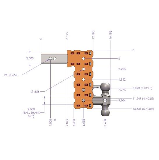 GEN-Y HITCH PHANTOM-X 2.5' SOLID SHANK 5' DROP - GH2413X