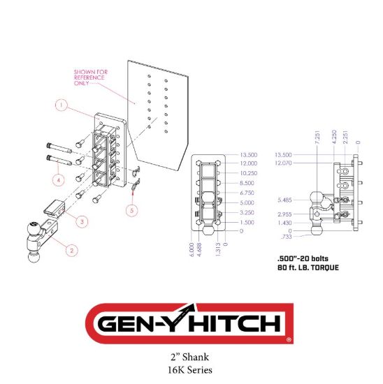 GEN-Y HITCH MEGA-DUTY 2.5' BOLT-ON 9' DROP 3.5K - GH3024