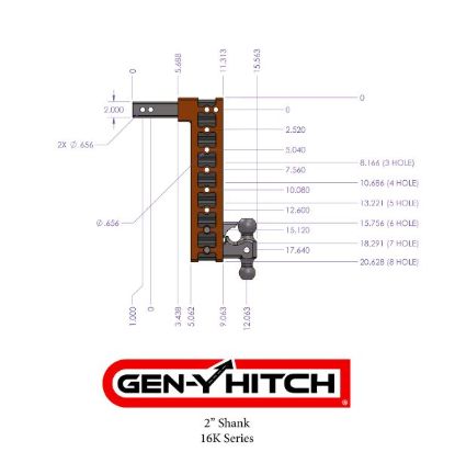 GEN-Y HITCH MEGA-DUTY 2' SHANK 10' DROP 2K TW 1 - GH515
