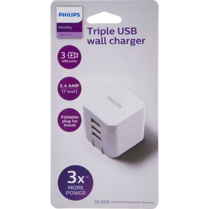 JASCO PHILIPS AC CHARGER  3 PORT 3.4A WHI - DLP240837