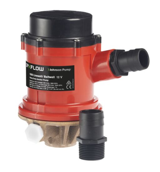 JOHNSON PUMP LIVWELL PMP 1600 GPH 12V WITH INLET - 16004B