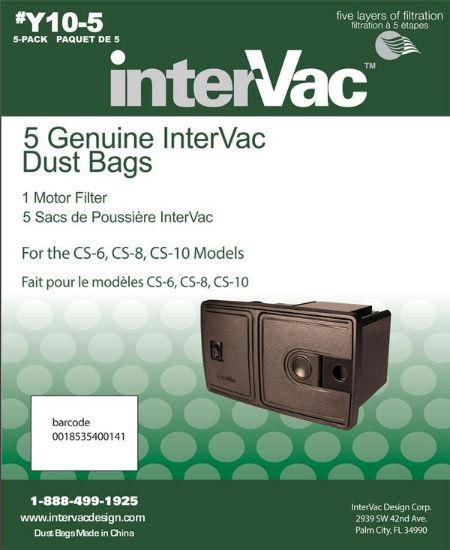 INTERVAC VAC Y10-5 DUST BAGS  CS-6 & CS-8 MODELS - Y105