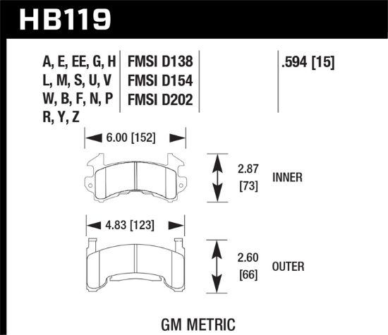 HAWK BRAKE PADS DTC-70 - HB119U594