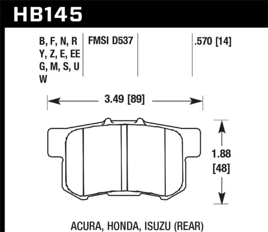 HAWK BRAKE PADS ACURA HON ISUZ - HB145F570