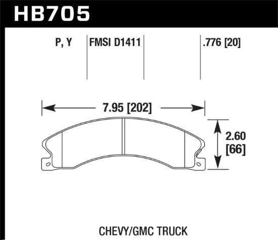 HAWK BRAKE PAD 2012 GMC 2500 - HB705P776
