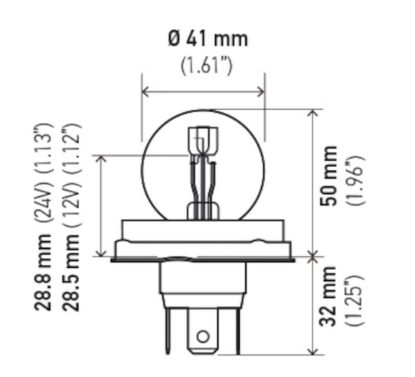 HELLA BULB 7952 24V 55/50W P45T S13 R2 - 002088255