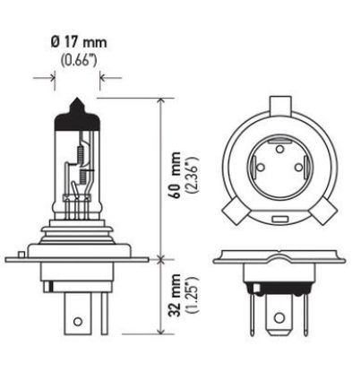 HELLA BULB H4 12V 60/55W P43T T4.625 +50 - 002525651