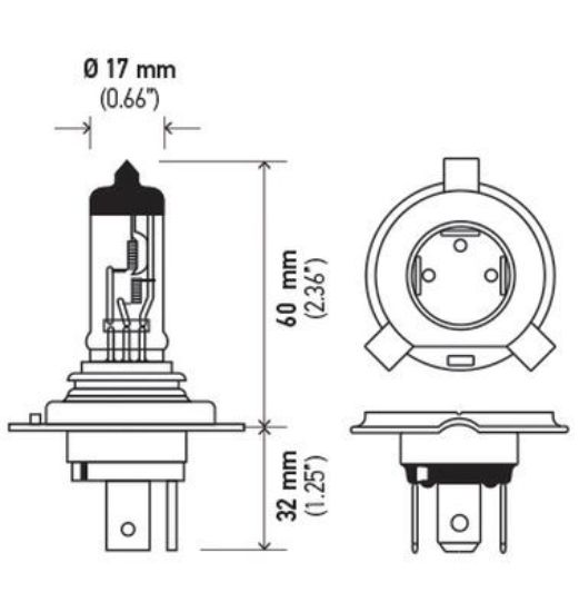 HELLA BULB H4 12V 60/55W P43T T4.625 +50 - 002525651