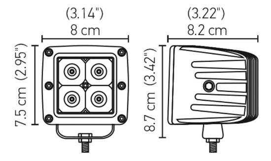 HELLA LIGHTS CUBE 4LED  SINGLE  FLOOD  BLACK - 357204031