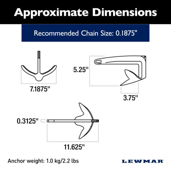 LEWMAR CLAW ANCHOR 2.2 LB/1 KG - 0057901