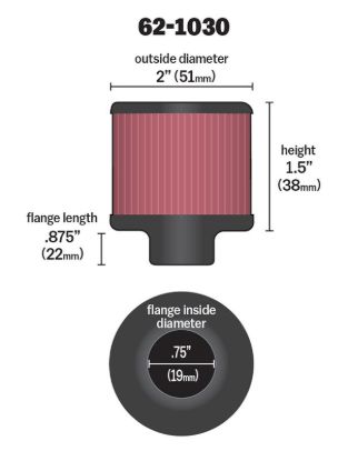 K&N FILTER CRANKCASE VENT FLT.SEE AP - 621030