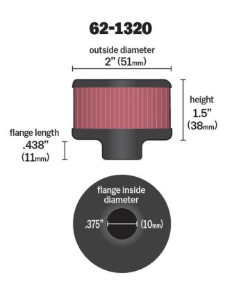 K&N FILTER CRANKCASE VENT FLT.SEE AP - 621320
