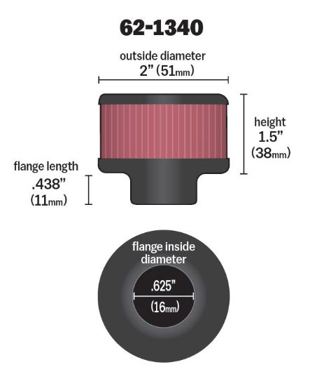 K&N FILTER CRANKCASE VENT FLT.SEE AP - 621340