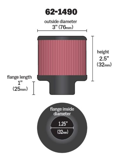 K&N FILTER CRANKCASE VENT FLT.SEE AP - 621490